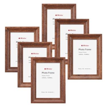 Imagem de Winlor Mini porta-retratos de 6 x 9 cm (pacote com 6) – Porta-retratos tamanho carteira pequena, para parede, mesa, decoração de casa e escritório, conjunto de molduras Polaroid duráveis e compactas