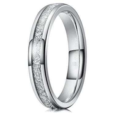 Imagem de THREE KEYS JEWELRY Aliança feminina de casamento 4 mm/6 mm/8 mm de titânio carboneto viking anel de meteorito com joias polido infinito exclusivo para sua prata, Metal, não conhecido