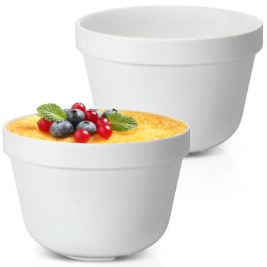Imagem de Blushtier 2 peças de bacias de pudim de cerâmica de 0,65 litros brancas de 14 cm para pudim de Natal para cozinhar a vapor, durável e resistente, tigela de pudim de ameixa cozida no vapor, fácil de
