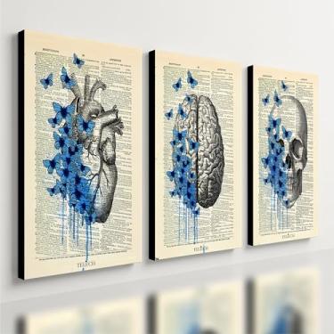 Imagem de Kit 3 Quadro Decorativo Medicina Flores Consultório Placa (28x20cm)