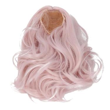 Imagem de Cabelo de Boneca Articulado, Seda Macia, Estilo Fácil, Toque Confortável, Peruca de Boneca Encaracolada Longa para Decoração de Boneca (Creme Rosa)