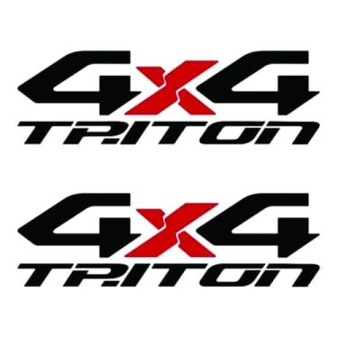 Imagem de Par Adesivo 4x4 Mitsubishi L200 Triton Lateral Camionete Md2 Preto