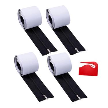 Imagem de Esquirla Kit de zíper de porta instantâneo de 4 rolos, proteção eficiente contra poeira, ferramenta de corte de folha de PP incluída, zíperes versáteis de, Preto