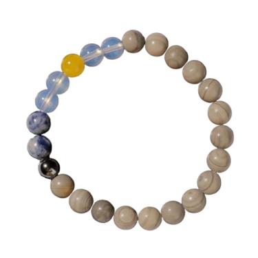 Imagem de Pulseira Planeta Sistema Solar Feito à Mão 8 mm Pedra Natural Pulseira Universo Galáxia Oito Planetas Joias Guardião, One Size, Pedra, Sem Pedra Preciosa