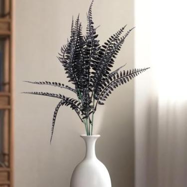 Imagem de 1 peça, 7 ramos, folhas de eucalipto preto artificial, plantas de plástico para decoração de Halloween, decoração de escritório em casa (folhas persas)