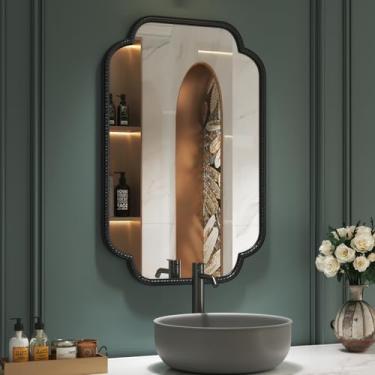 Imagem de Uniclinens Espelho preto vintage 91 cm x 61 cm, espelho de parede grande antigo barroco com moldura de metal completa, ideal para entrada, lareira, sala de estar, corredor, banheiro