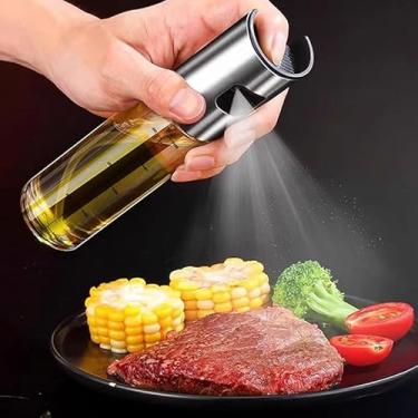 Imagem de Pulverizador de óleo para cozinhar, frasco de spray de óleo portátil de aço inoxidável de 100 ml com linhas graduadas e funil, utensílios de cozinha para salada, churrasco, assar, cozinhar, fritar