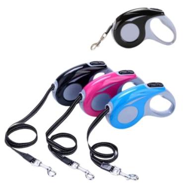 Imagem de Guia Retrátil para Cachorros e Gatos Trela de Passeio Automática Poliéster Reforçado 3 e 5 Metros com Trava de Segurança Acionada com Botão