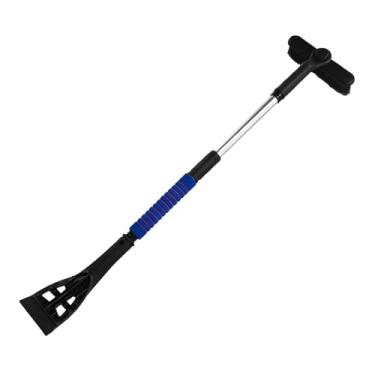 Imagem de KiBcsLic Escova para raspar gelo e neve com rodo 2 em 1, telescópica, extensível, vassoura de neve com cabeça de escova giratória de 360° para, Azul