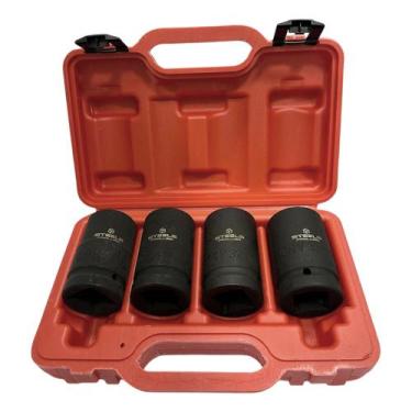 Imagem de Jogo de Soquete de Impacto 4 Peças Encaixe 1" 27 a 33 mm Longo Sextava