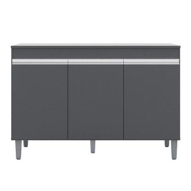 Imagem de Balcão Gabinete Cozinha 120cm Manu 3 Portas Sem Tampo Ajl Cinza