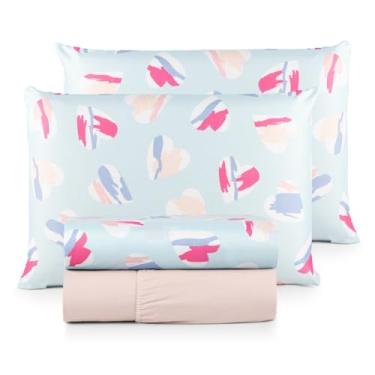 Imagem de Jogo de Lençol Casal Padrão 04 Peças 200 Fios Cama Box Estampado Toque Aveludado Macio(Chamego)