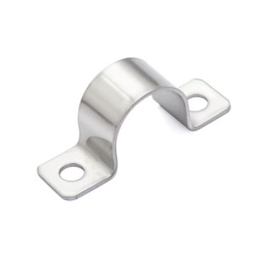 Imagem de FamlTol Grampos de tubulação com 2 furos em forma de U, clipes de fixação de conduíte, braçadeiras de aço inoxidável para conduítes e cabos pequenos | OD 1/10.2 cm | 20 peças