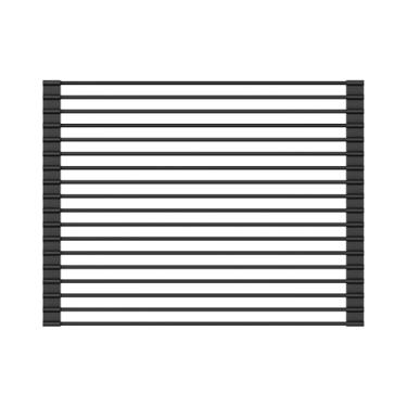 Imagem de Escorredor de louça, aço inoxidável revestido de silicone, sobre a pia, dobrável, resistente ao calor, antiderrapante, peso máximo de 20 kg, pratos, copos, talheres, esponjas de prato (preto-M)