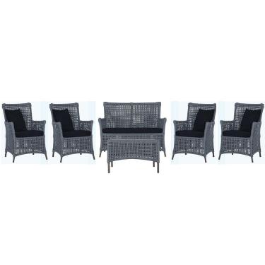 Imagem de Jogo Sofá 4 Poltronas E Mesa Igapó Marrom E12 Trama Original Prata