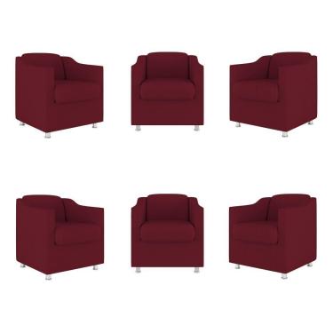 Imagem de Kit 06 Poltronas Sala De Espera Clinica Suede Balaqui Decor Cor:marsala