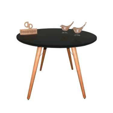 Imagem de Mesa Jantar Pés Palitos Tampo Redondo Vidro Laqueado 120cm Preto
