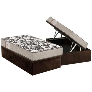Imagem de Conjunto Box Baú Solteiro: Colchão Espuma D26 Physical Ultra Resistente + Base Crc Brown(88x188)
