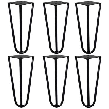 Imagem de Kit 6 Pés De Metal 15 Cm Mesas De Centro Puffs Preto