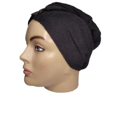 Imagem de Toalha  turbante para secar o cabelo preto. - IsaToucas 