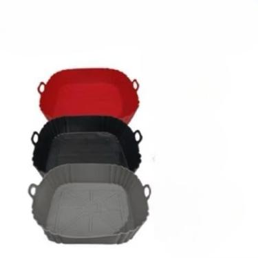 Imagem de Formas de Silicone Grande Quadrada Antiaderente Assadeira Air Fryer e Forno para Fritadeira Elétrica com Alça(kit 3 quadrada)