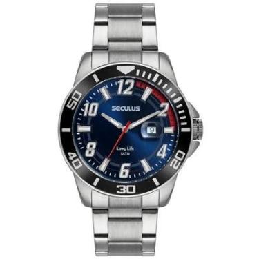 Imagem de Relógio Seculus Masculino Aço Com Lupa Prata 44211G0SVNA1-Masculino