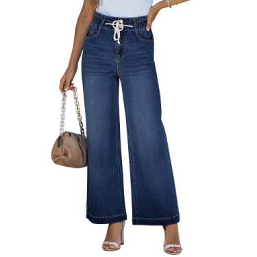 Imagem de Calças jeans de perna larga LookBookstore Lapis Loft para mulheres