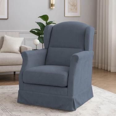 Imagem de Poltrona Serena Amamentação Balanço e Puff Cinza