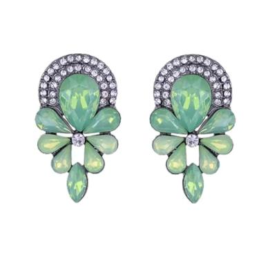 Imagem de Brincos vintage vintage vintage estilo art déco espuma do mar verde menta Tiffan azul água-marinha opala marquês pera strass noiva dama de honra casamento formatura cluster declaração brincos