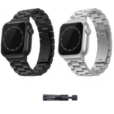Imagem de MysticHome Pulseiras para smartwatch (preto e prata)