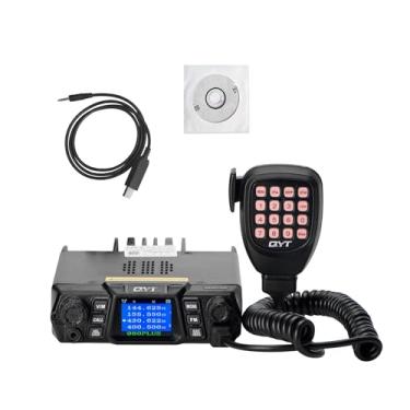 Imagem de QYT Kt-980Plus 50 Watt Dual Band Quatro Display Carro Rádio Móvel Vhf/Uhf 144-148/420-450Mhz Quad-Standby Rádio Móvel Amador (Ham) Rádio Bidirecional Com Cabo De Programação Gratuito Preto
