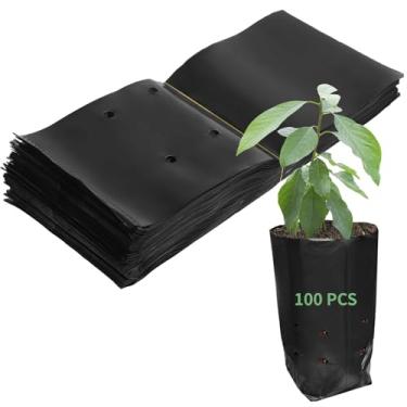 Imagem de Pacote com 100 sacos de mudas para árvores frutíferas e flores, vasos de plantas reutilizáveis