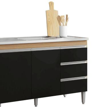 Imagem de Balcão Gabinete De Pia Para Cozinha Sem Tampo 120cm Andréia Amêndoa/preto- Mabe Magazine