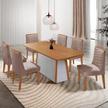 Imagem de Mesa De Jantar Diane 180cm Tampo Mdf Lam 6 Cadeiras Eloise