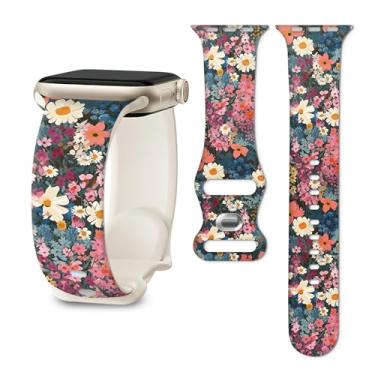 Imagem de Pulseira de substituição para iWatch Ultra2/1 SE séries 10, 9, 8, 7, 6, 5, 4, 3, 2, 1, rosa selvagem, roxo, margaridas