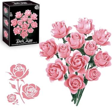Imagem de Conjunto de Blocos de Montar Buquê de Rosas Rosa - Flores Artificiais para Montar, Presente para Familiares e Entes Queridos