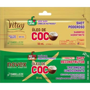 Imagem de Kit Sachê Shampoo 50ml e Condicionador 30ml Novex Óleo de Coco