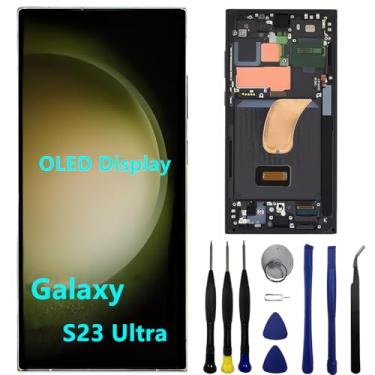 Imagem de Tela de substituição OLED para Samsung Galaxy S23 Ultra S23ultra 5G S918U S918B/DS S918U1 S918W S918E Display LCD Touch Screen Digitalizador Suporte Impressão Digital e S-Pen (com moldura preta +