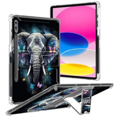 Imagem de Capa para Samsung Galaxy Tab S9 Plus 12,4 polegadas 2023 com suporte e suporte para caneta, capa transparente de TPU à prova de choque para tablet Galaxy Tab S9+ SM-X810/X816B/X818U, elefante