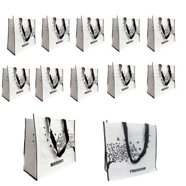 Imagem de Bolsa Ecobag Ecologica Sacola De Ombro Kit 12 Uni Reutilizavel Retornavel Mercado Compras Ajuda Armazena