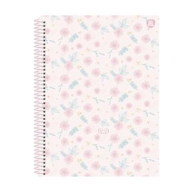 Imagem de Caderno Colegial Detalhes Animativa Coleção 2026-1 Matéria 80 folhas Delicada Romântica Tam. 17,9x24,1cm (Rosa flores)