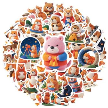 Imagem de 35 peças adesivos de papelaria de desenho animado de esquilo, brinquedo adorável para telefone faça você mesmo, guitarra, notebook, mala, copo, guitarra, faça você mesmo, bicicleta, skate, laptop