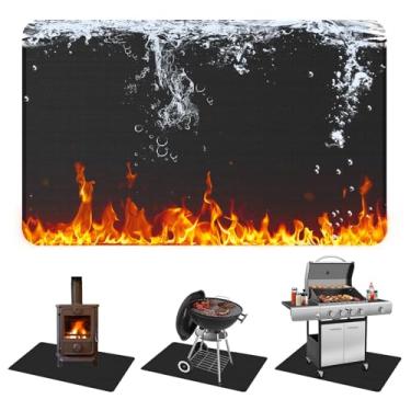 Imagem de MAXTBEE Tapetes para churrasqueira de 193 x 122 cm para churrasqueira externa, impermeável, à prova de óleo e à prova de fogo, tapete de churrasco para churrasqueira, tapete de lareira interno
