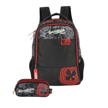 Imagem de Kit Mochila Enaldinho Costas Teen E Estojo Triplo Preta