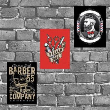Imagem de Kit 3 Placas Parede Vintage Para Barbearia 18X27Cm - Quadros On-Line