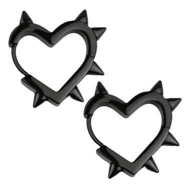 Imagem de Brincos de coração, brincos de ponta preta, presente para amantes da música, presente para mulheres, colega, filha, amiga, irmã, tia, vizinha, adequado para Natal, Dia dos Namorados, Dia dos Namorados