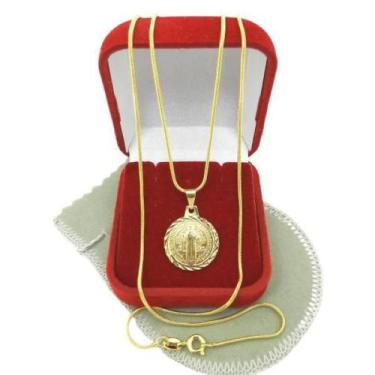 Imagem de Corrente Feminina 40Cm São Bento 18Mm Folheado Ouro Cr212A - Wnbijoute