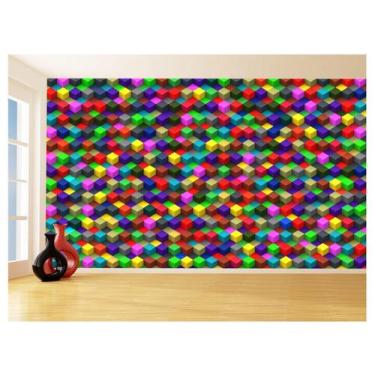 Imagem de Papel De Parede 3D Geométrico Cubos Coloridos 3,5M Gmt69 - Você Decora