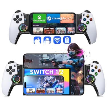 Imagem de Mobile Gaming Controller for iPhone 15/16 Series/Android/Switch 2/Switch/OLED/iPad Mini, Wireless Phone Controller with Hall Joysticks/Hall Triggers/LED, Support Xbox Cloud, Steam Link, Call of Duty