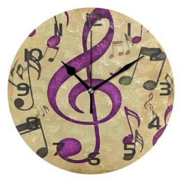 Imagem de GakkiGii Music Note Relógio de parede silencioso sem tique-taque, relógio moderno operado por bateria para escritório em casa, cozinha, quarto - fácil de ler